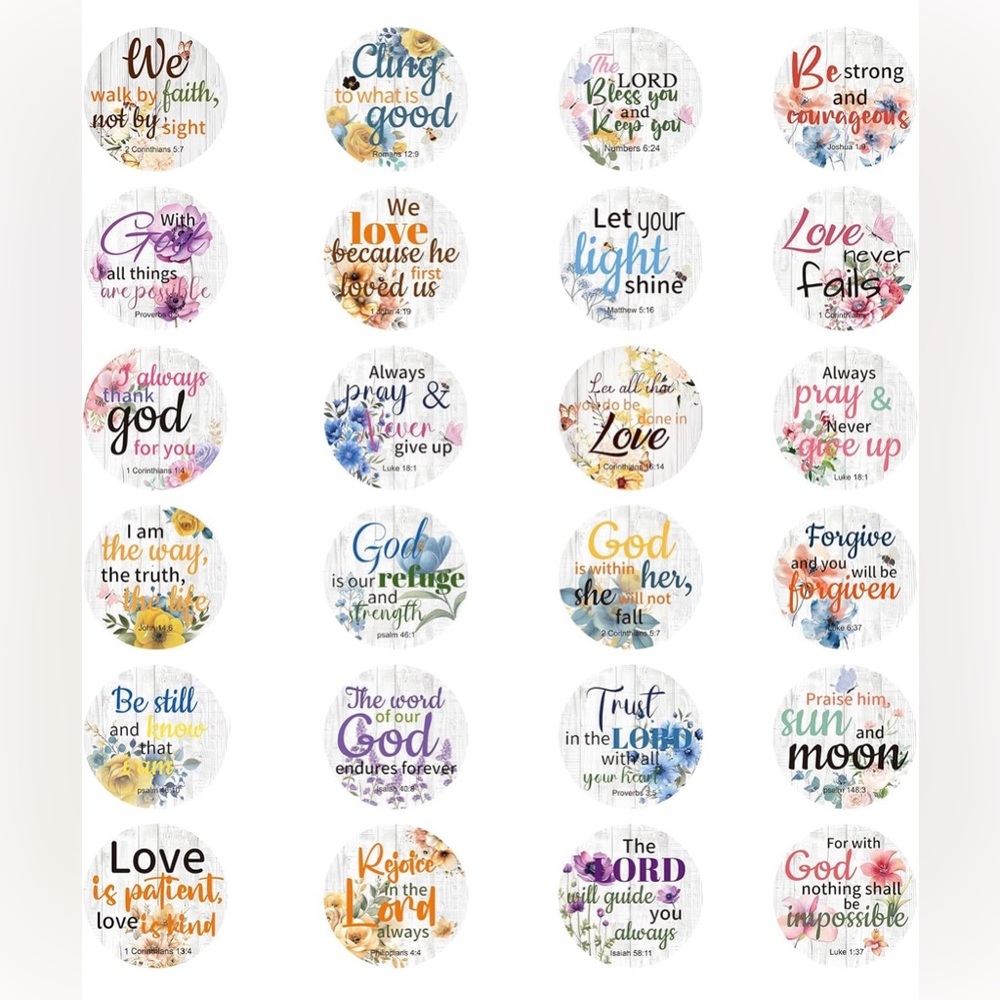 (72) 1.5” Round Faith Scripture Stickers |Christian Bible Verse | Inspirational